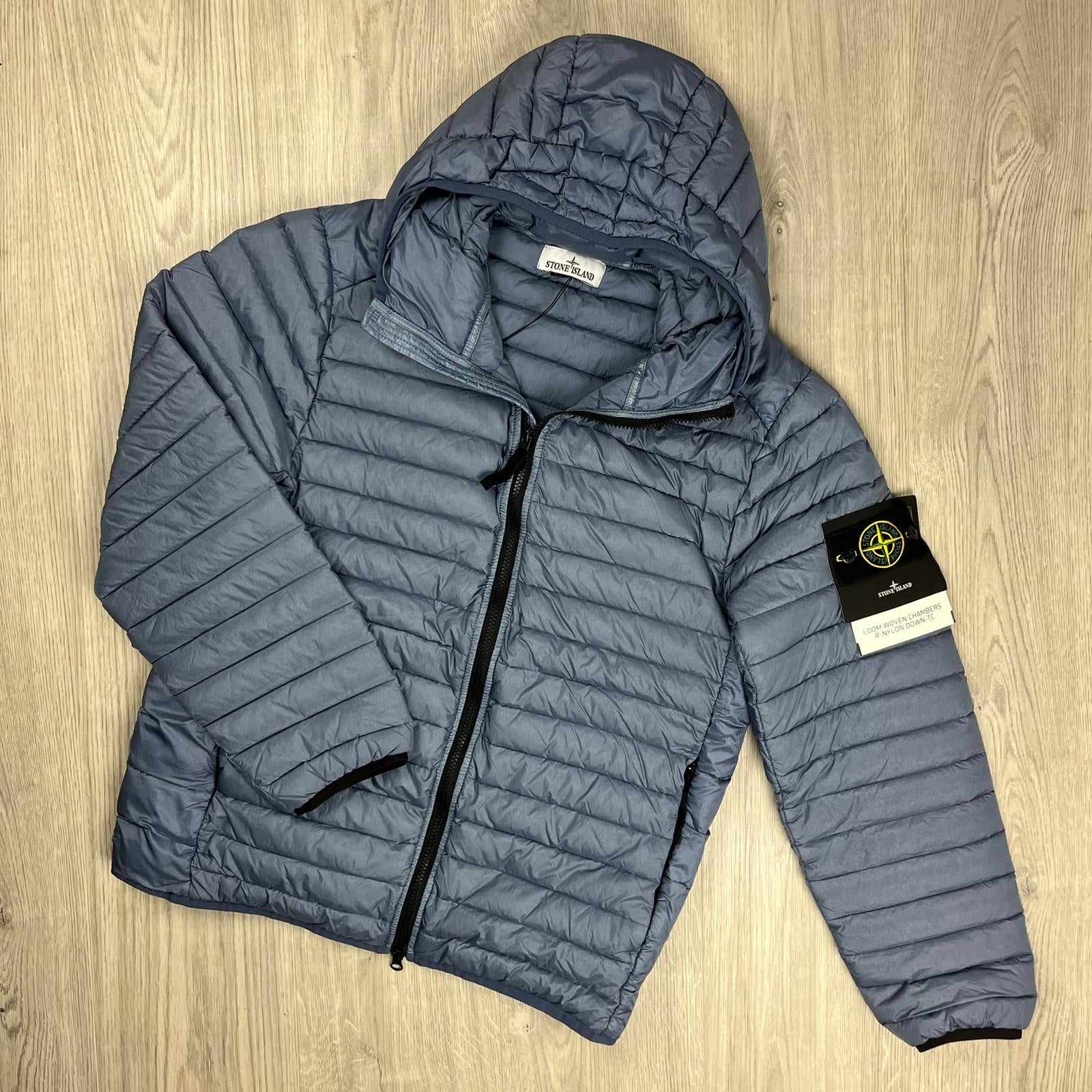 Stone Island Woven Down Jacket - Avio Blue