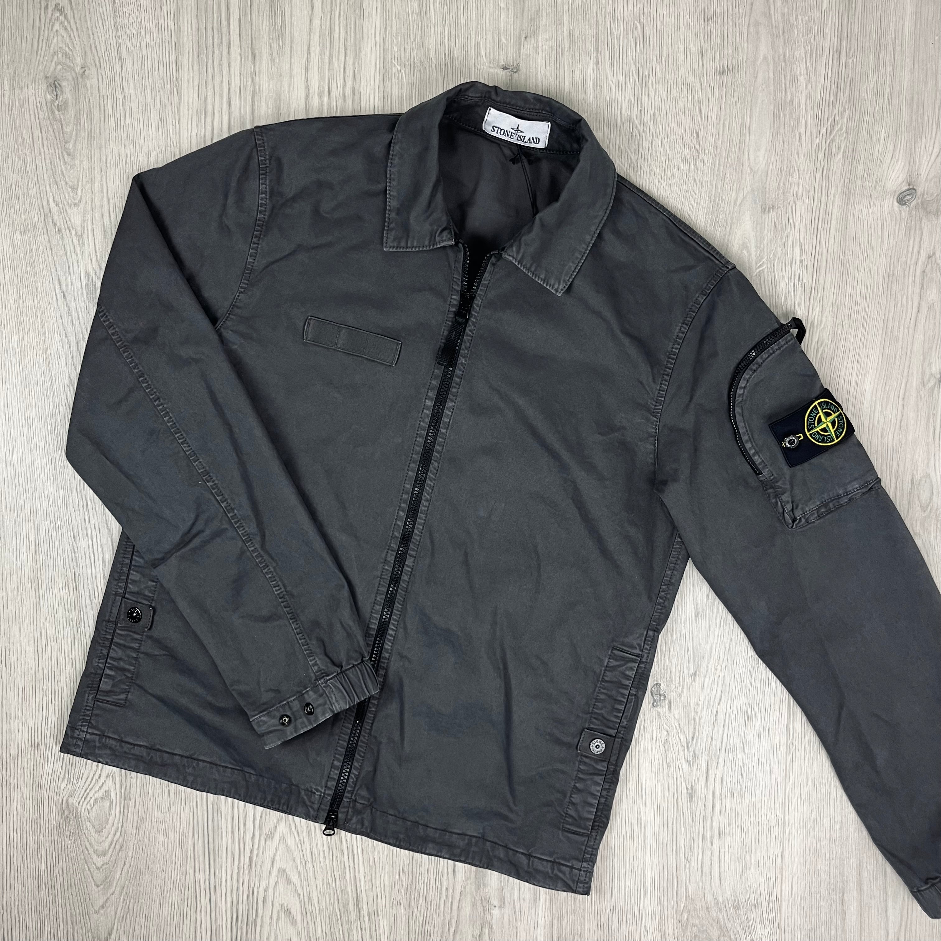 Stone Island Overshirt in Charcoal Grey. On sale at Open Attire.