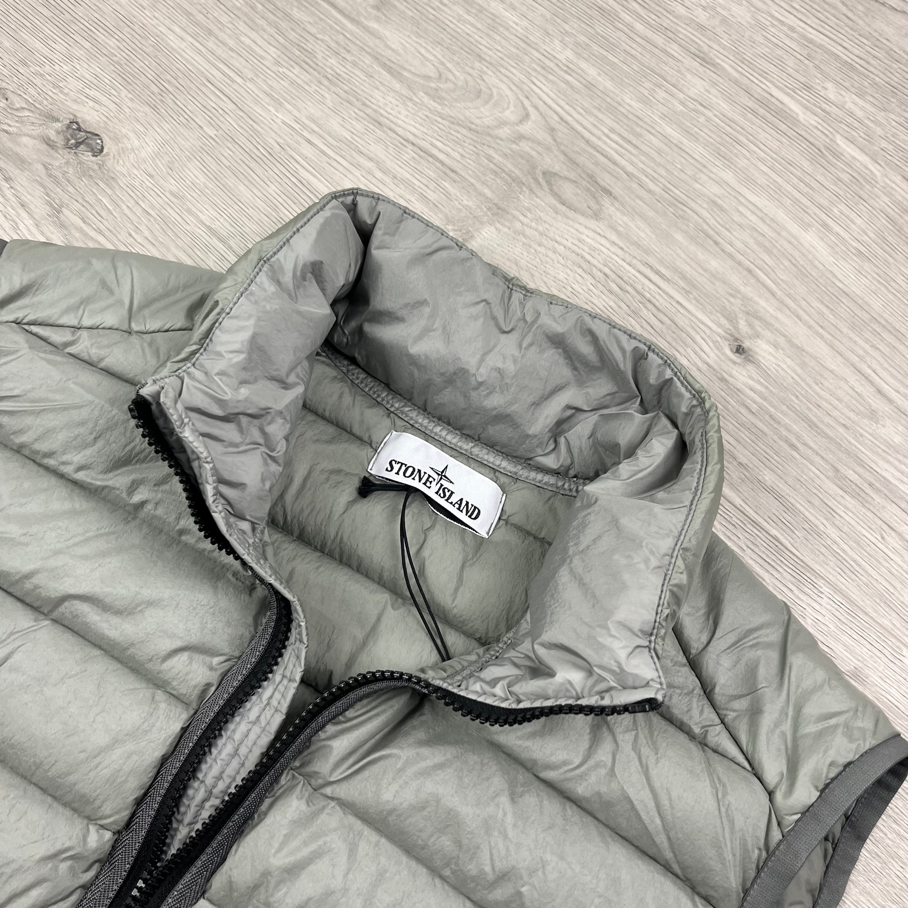 Stone Island down gilet in Grey. On sale at Open Attire.