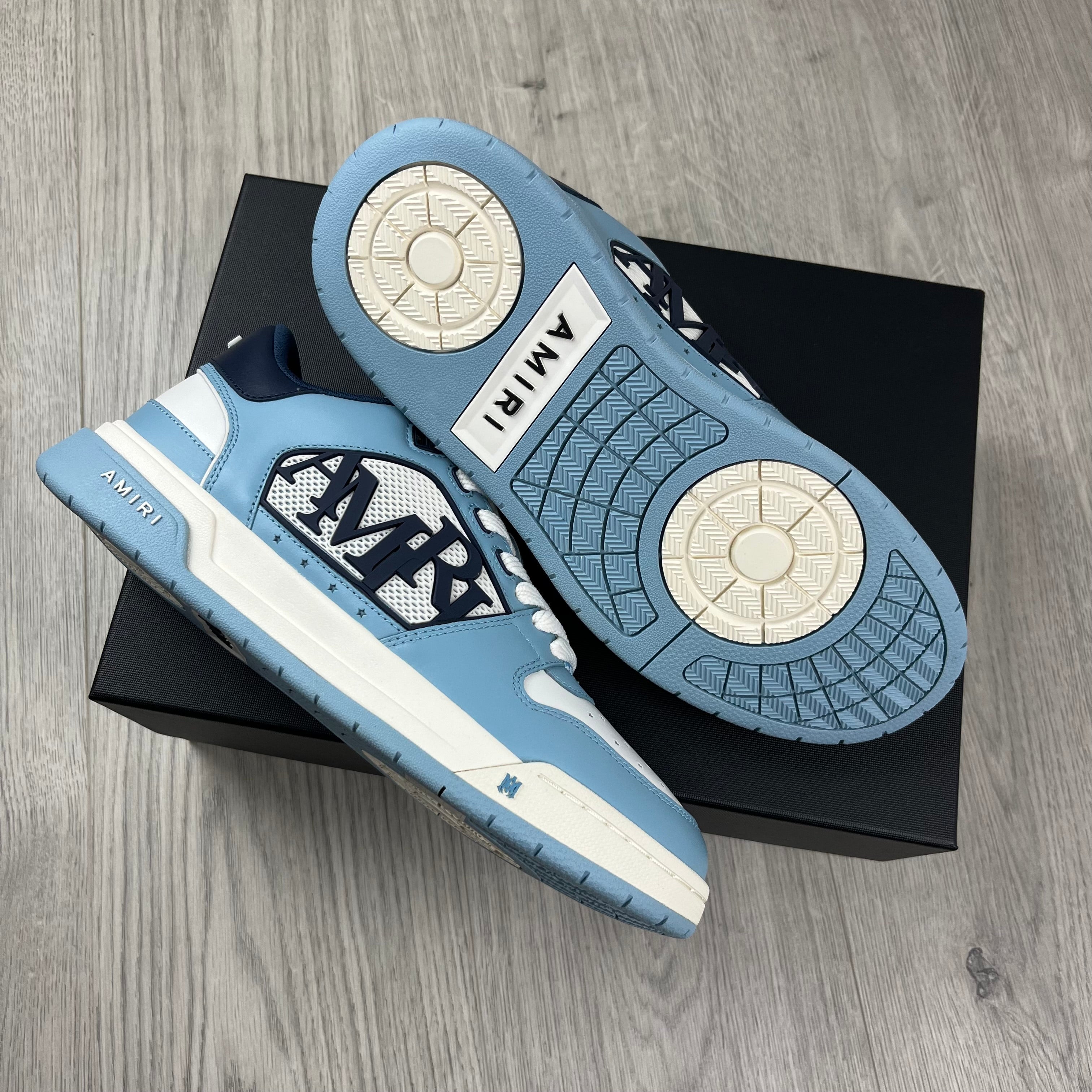 Men's Amiri Classic Low Sneakers in Ocean Sky. On sale at Open Attire.