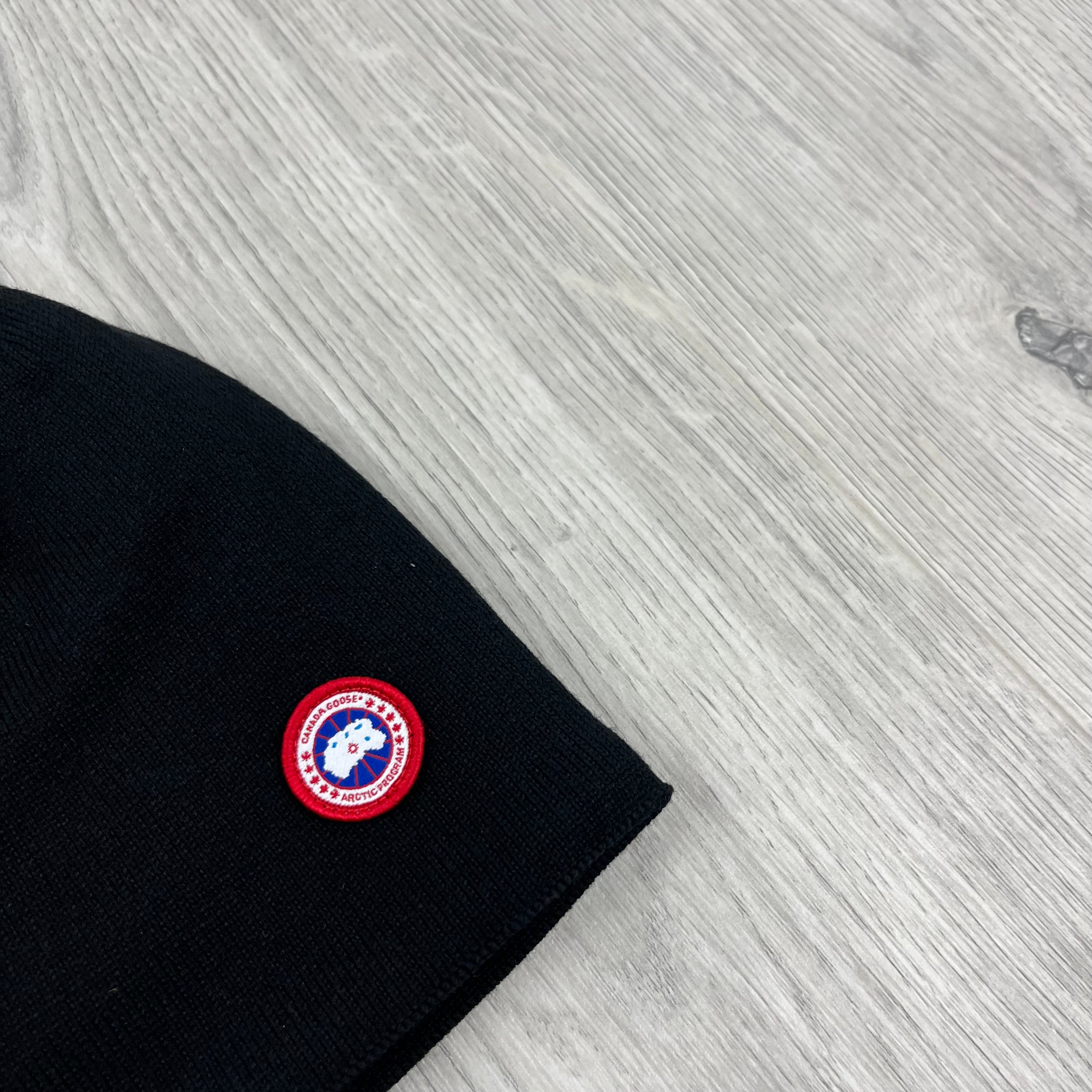 Men's Canada Goose Toque in Black. On sale at Open Attire.