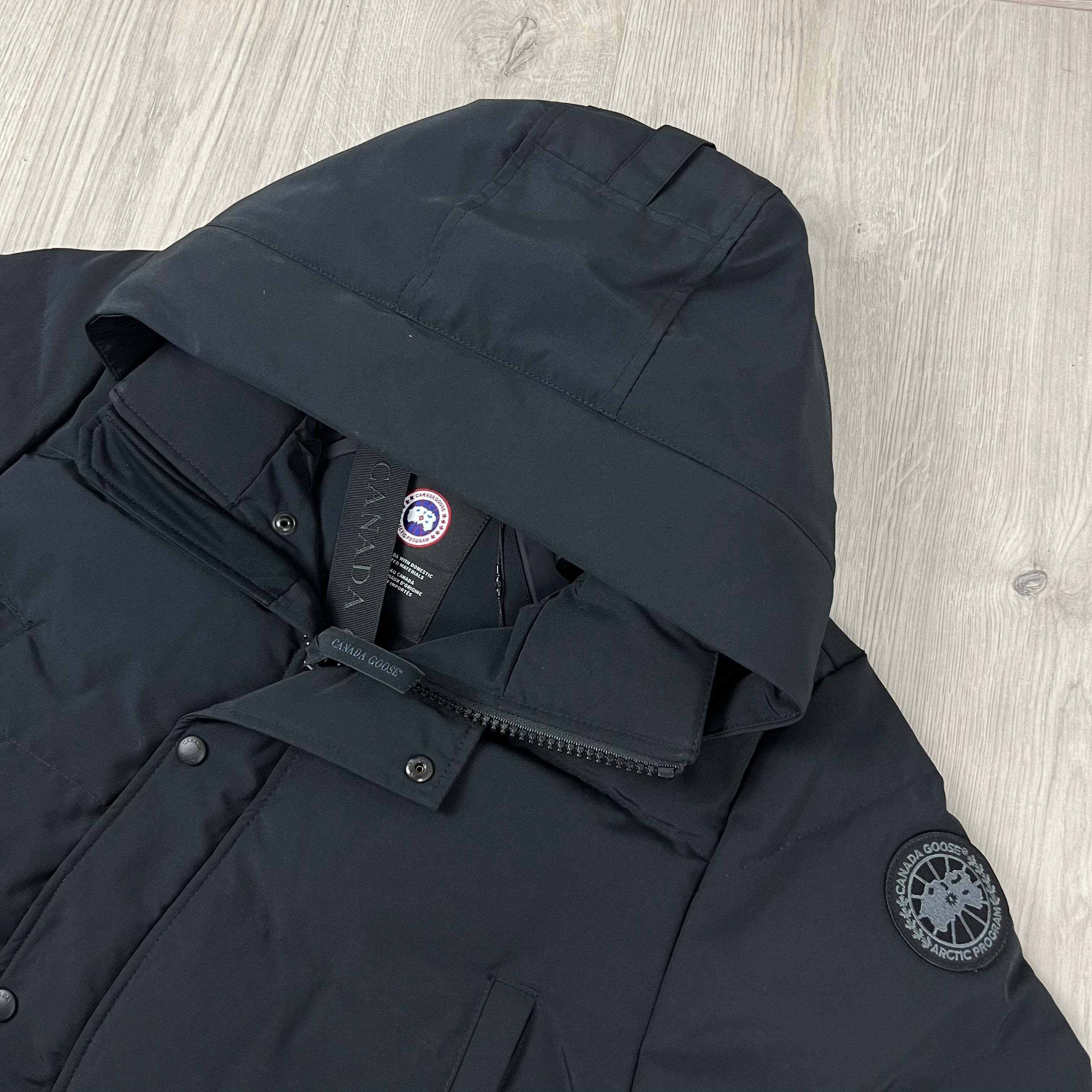 Men's Canada Goose Wyndham Parka in Black. On sale at Open Attire.