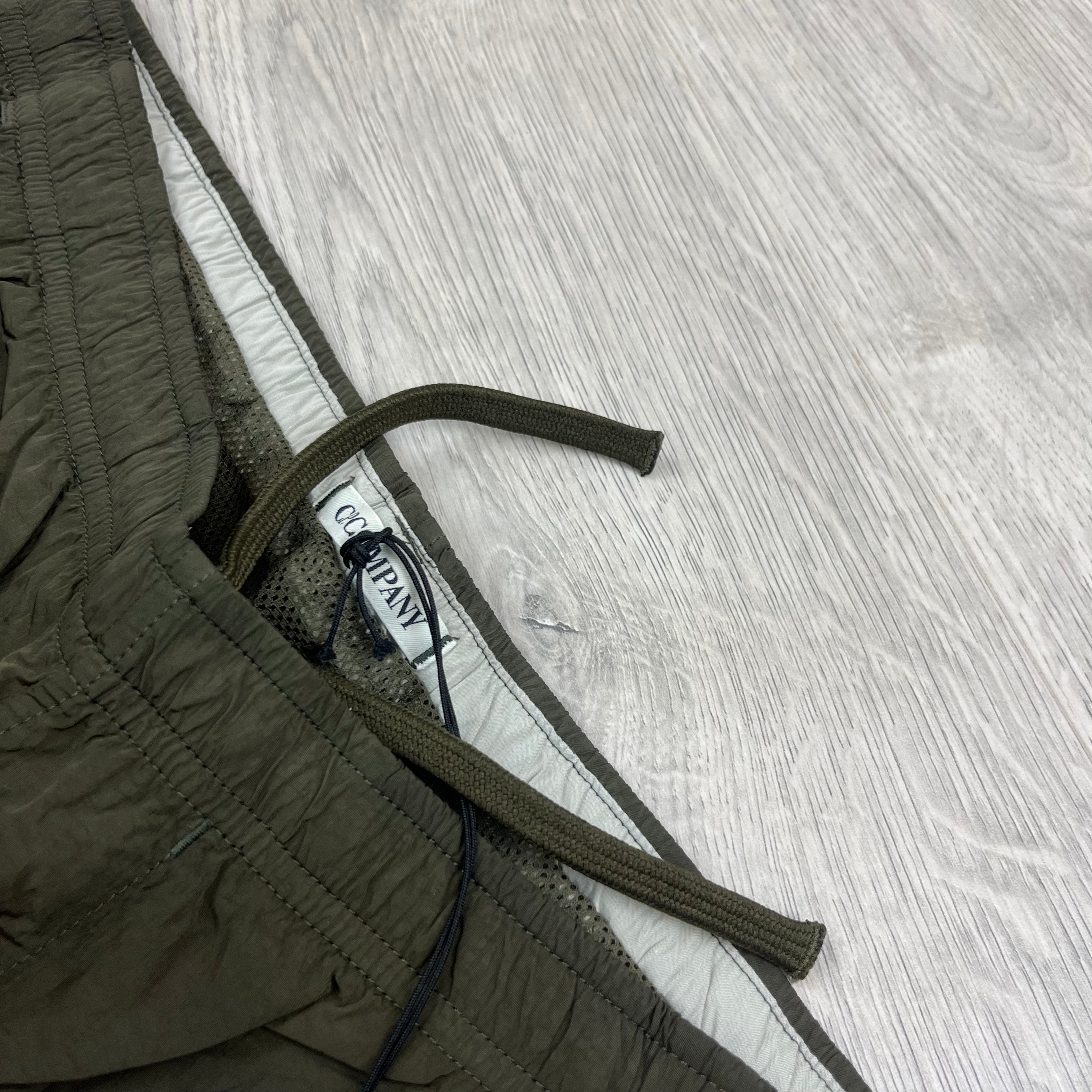 CP Company Eco Chrome-R Swim Shorts in Ivy Green. On sale at Open Attire.