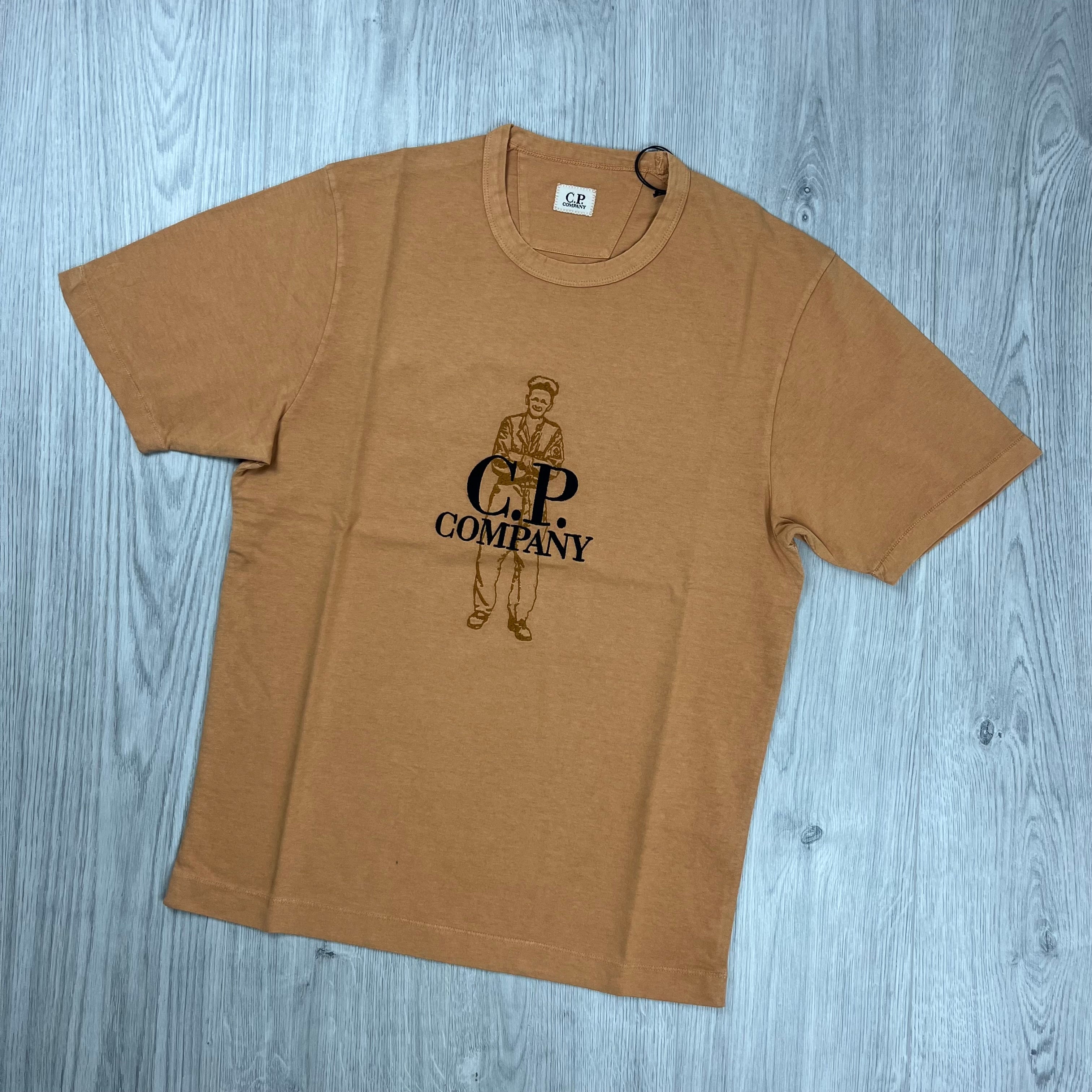 CP Company 1020 Embroidered Sailor T-Shirt in Pastry Shell. On sale at Open Attire.