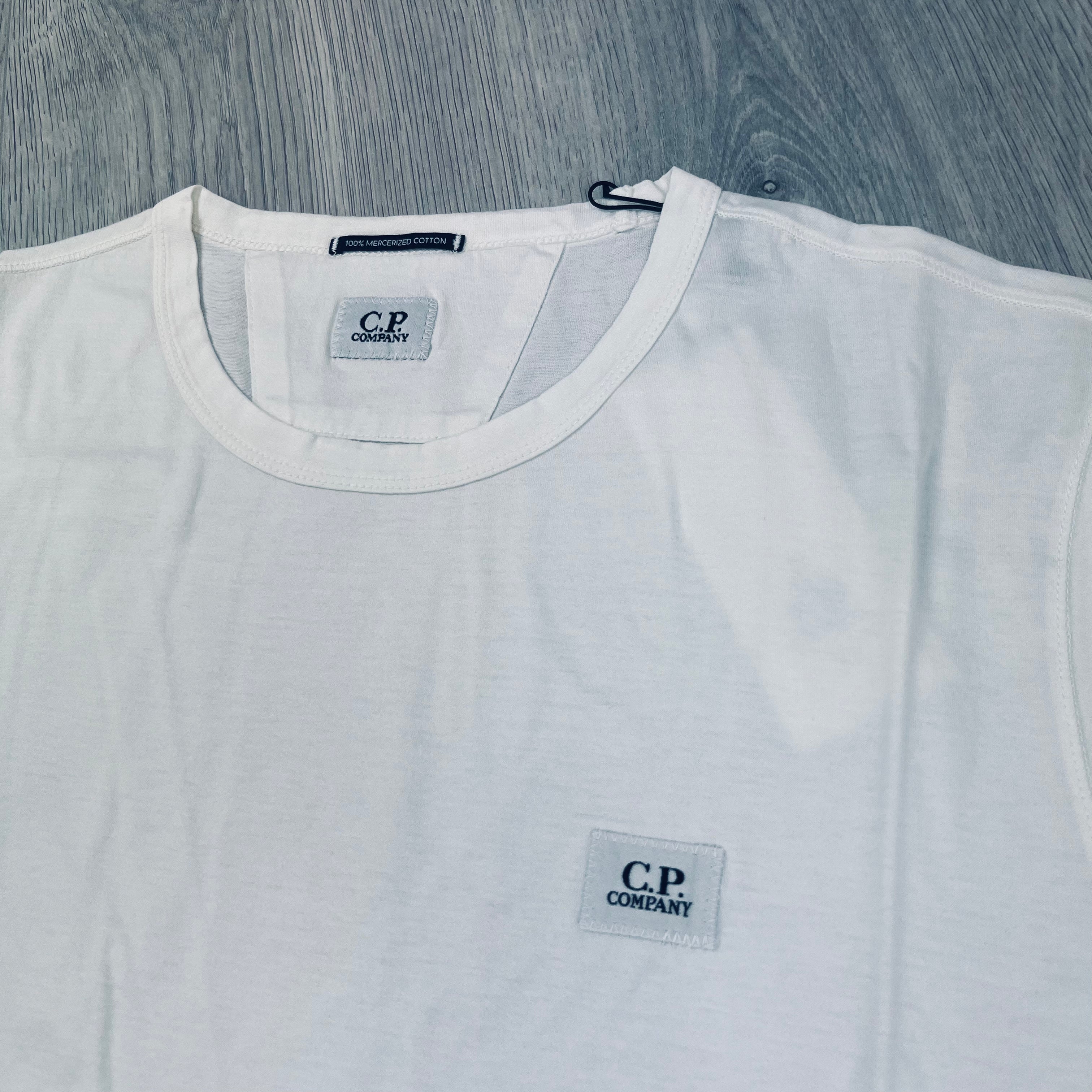 CP Company Patch Logo T-Shirt in Gauze White. On sale at Open Attire.