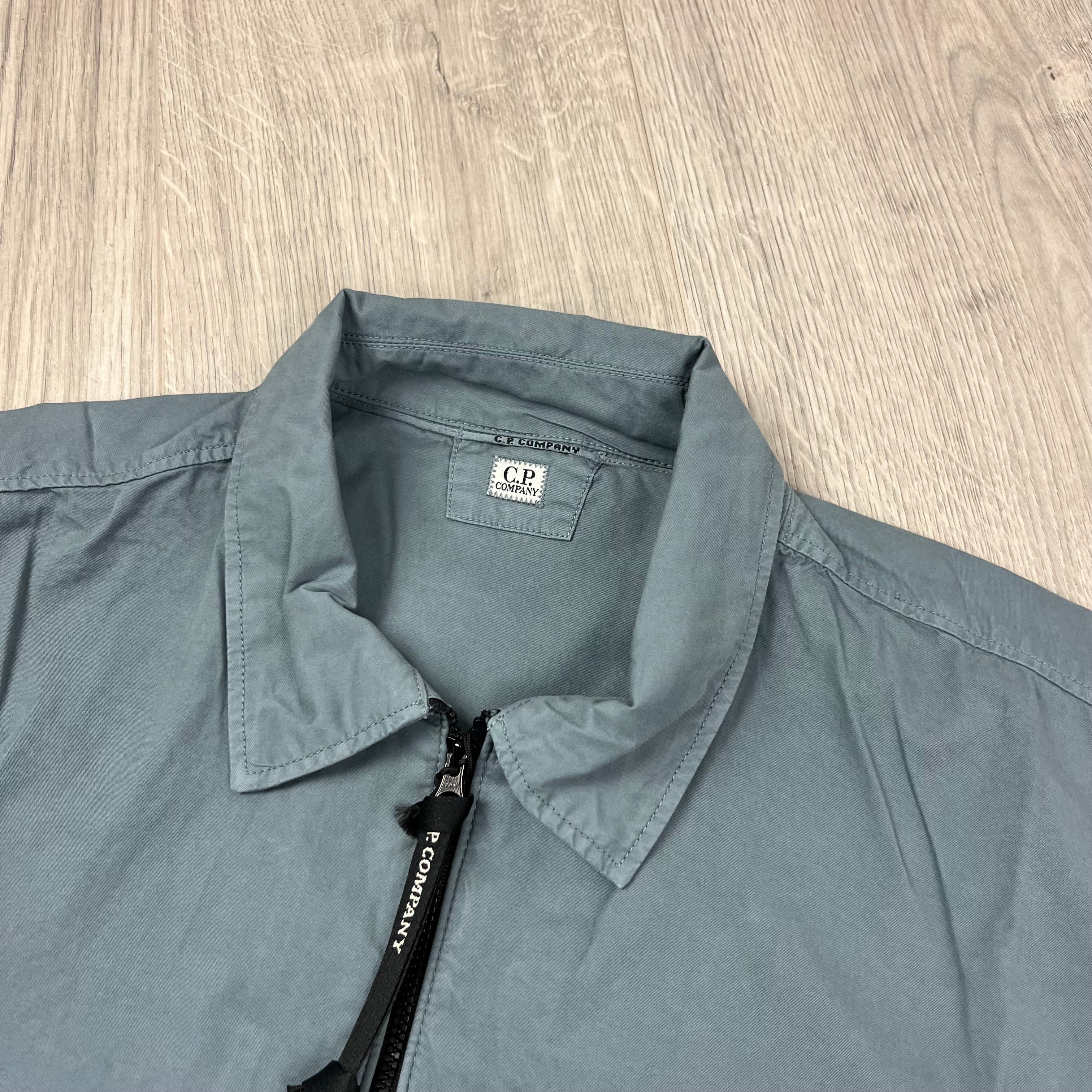 CP Company Gabardine Overshirt in Stormy Weather. On sale at Open Attire.