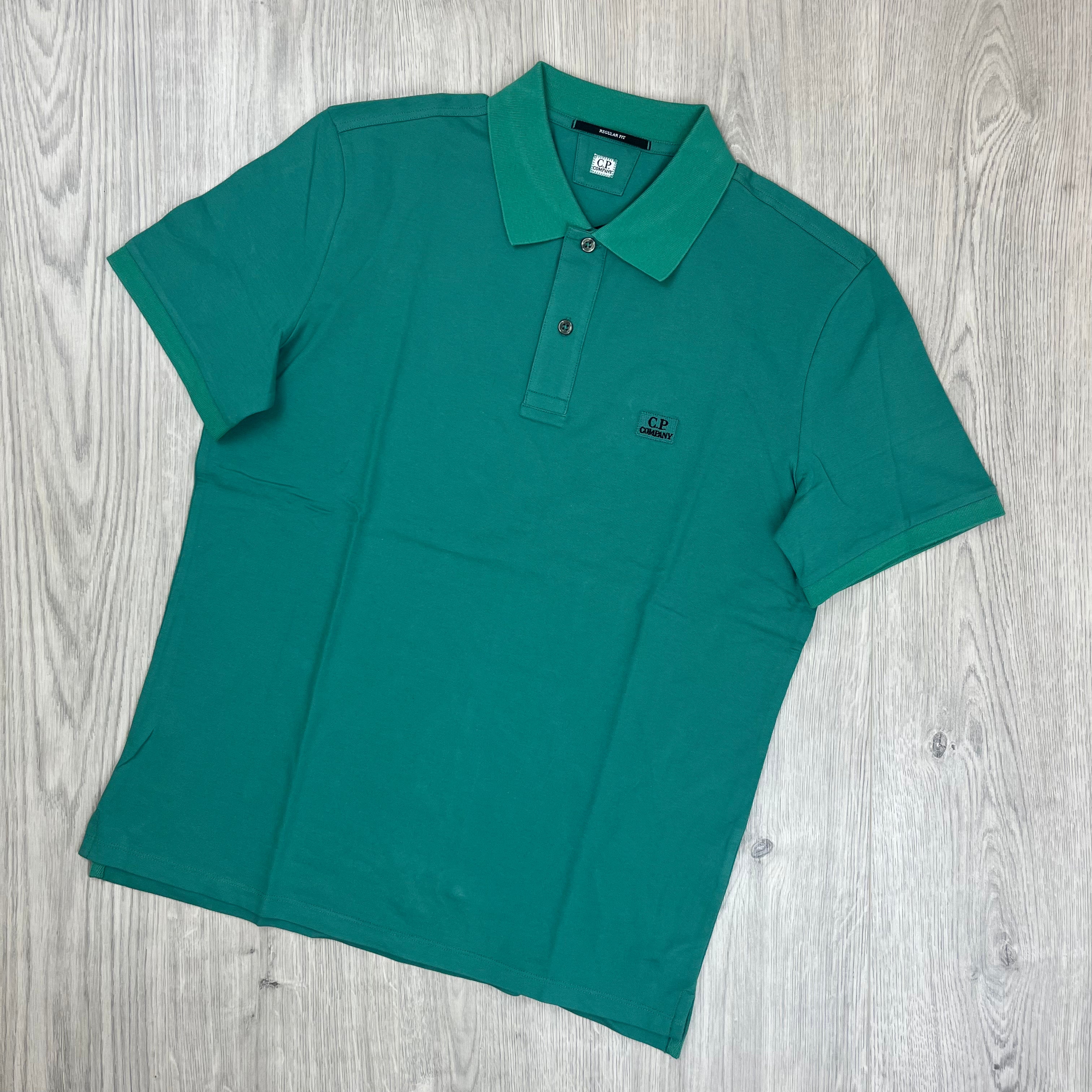 CP Company Piquet Polo Shirt - Frosty Spruce