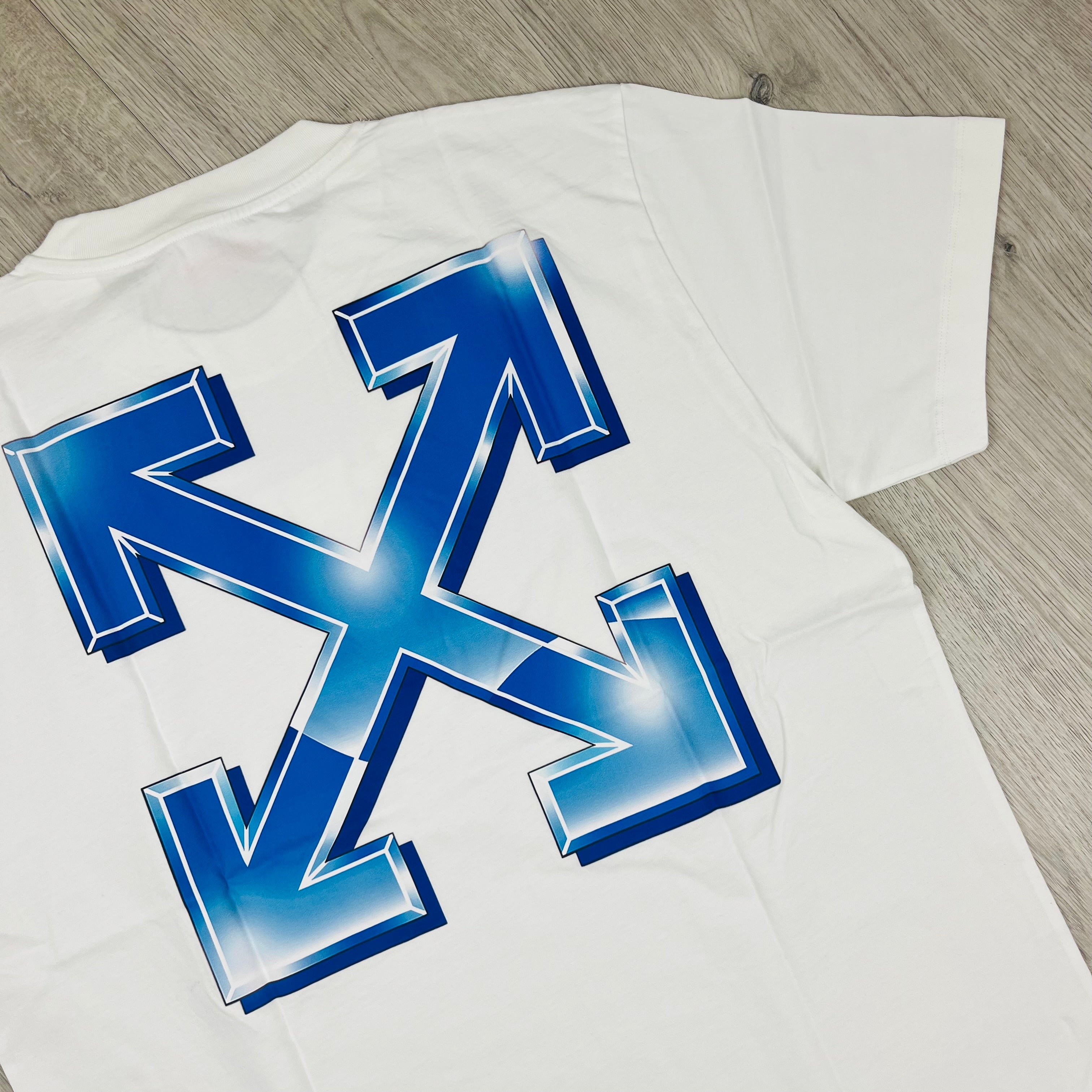 Off-White c/o Virgil Abloh Metal Arrows T-Shirt in White. On sale at Open Attire.