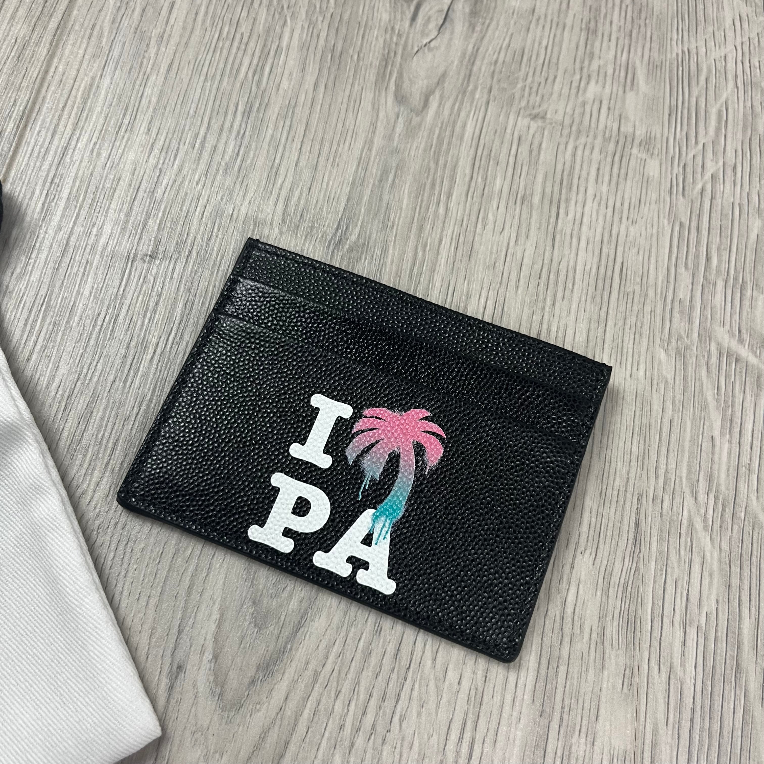 Palm Angels 'I Love PA' Cardholder in Black. On sale at Open Attire.