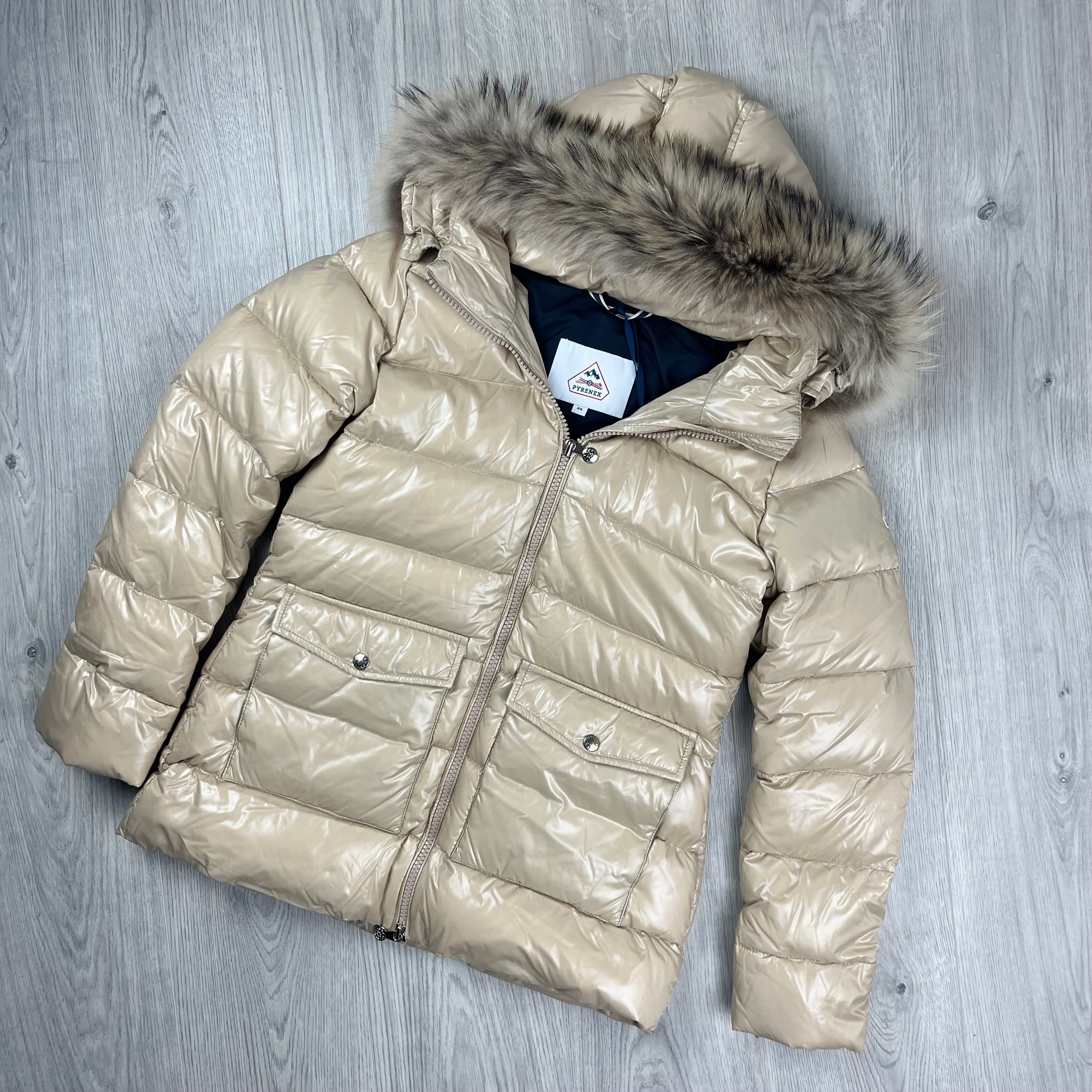 Women's Pyrenex 'Authentic' Down Jacket in Iced Coffee Beige. On sale at Open Attire.