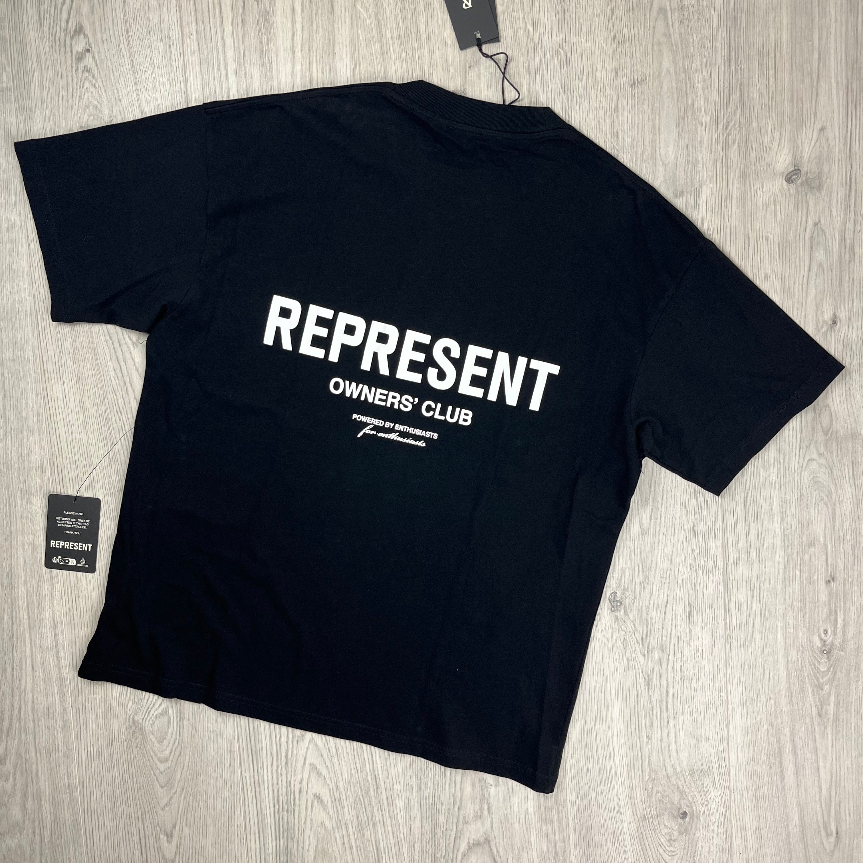 Represent 'Owners Club' T-shirt in Black. On sale at Open Attire.