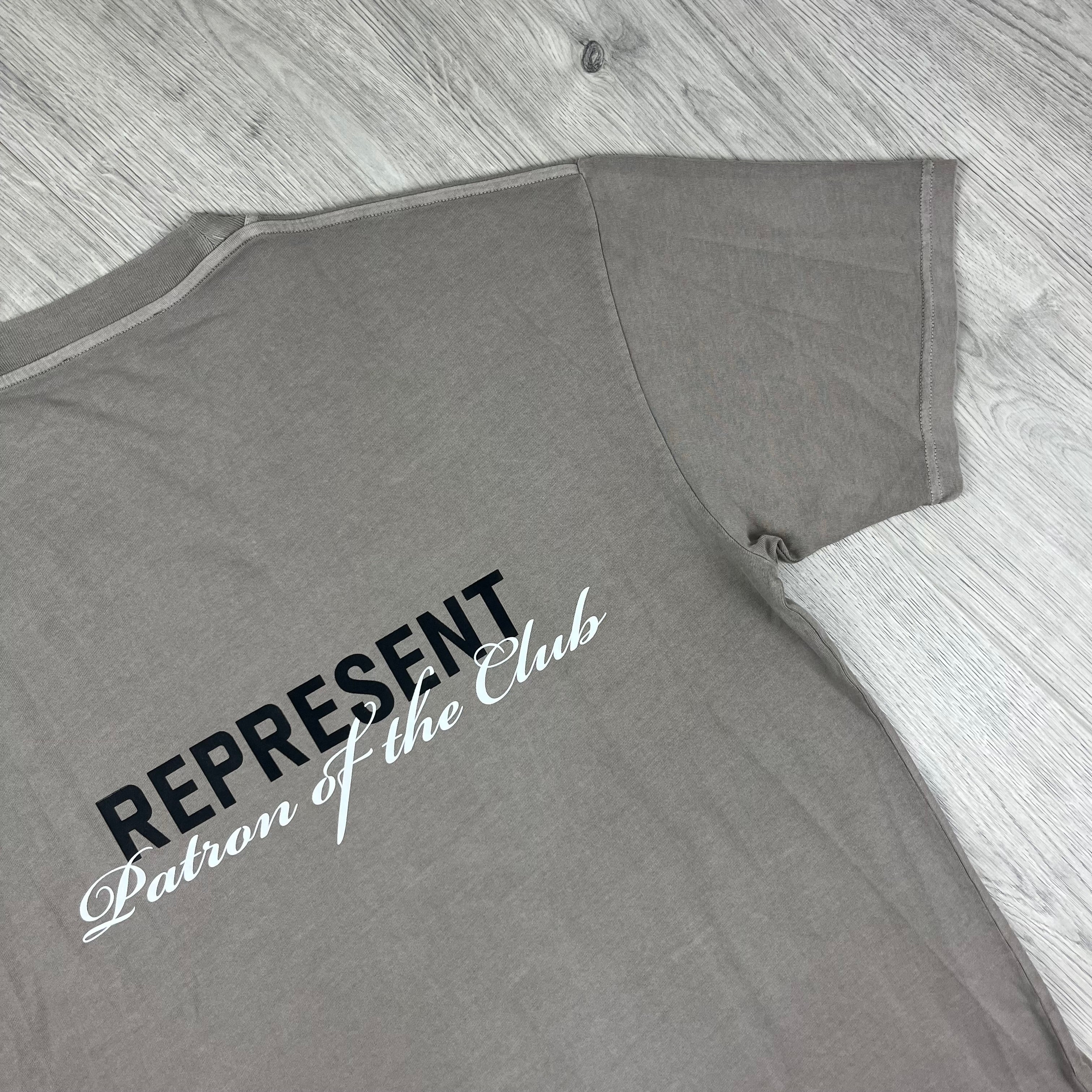 Represent 'Patron Of The Club' T-Shirt in Mudstone. On sale at Open Attire.