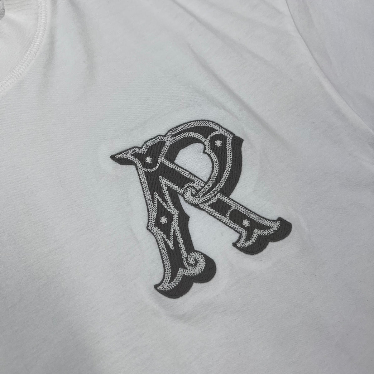 Represent 'Western Initials' T-Shirt in Flat White - Embroidered logo.