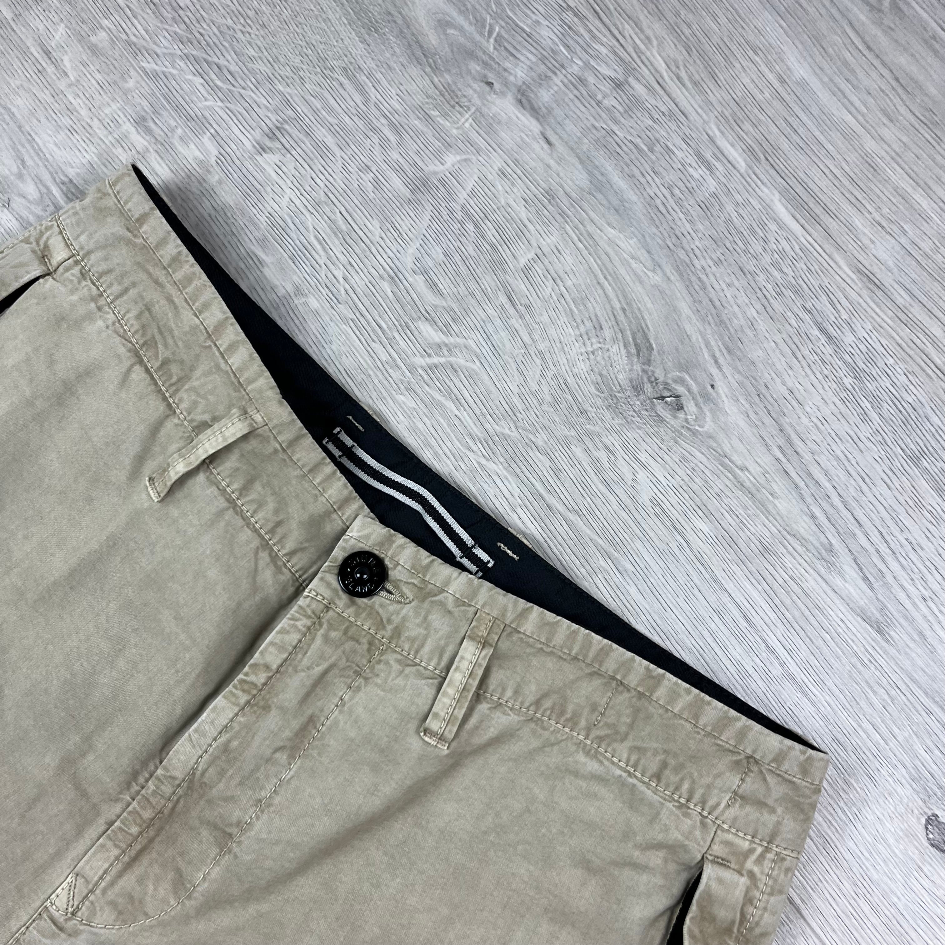 Stone Island Bermuda Cargo Shorts in Desert. On sale at Open Attire.