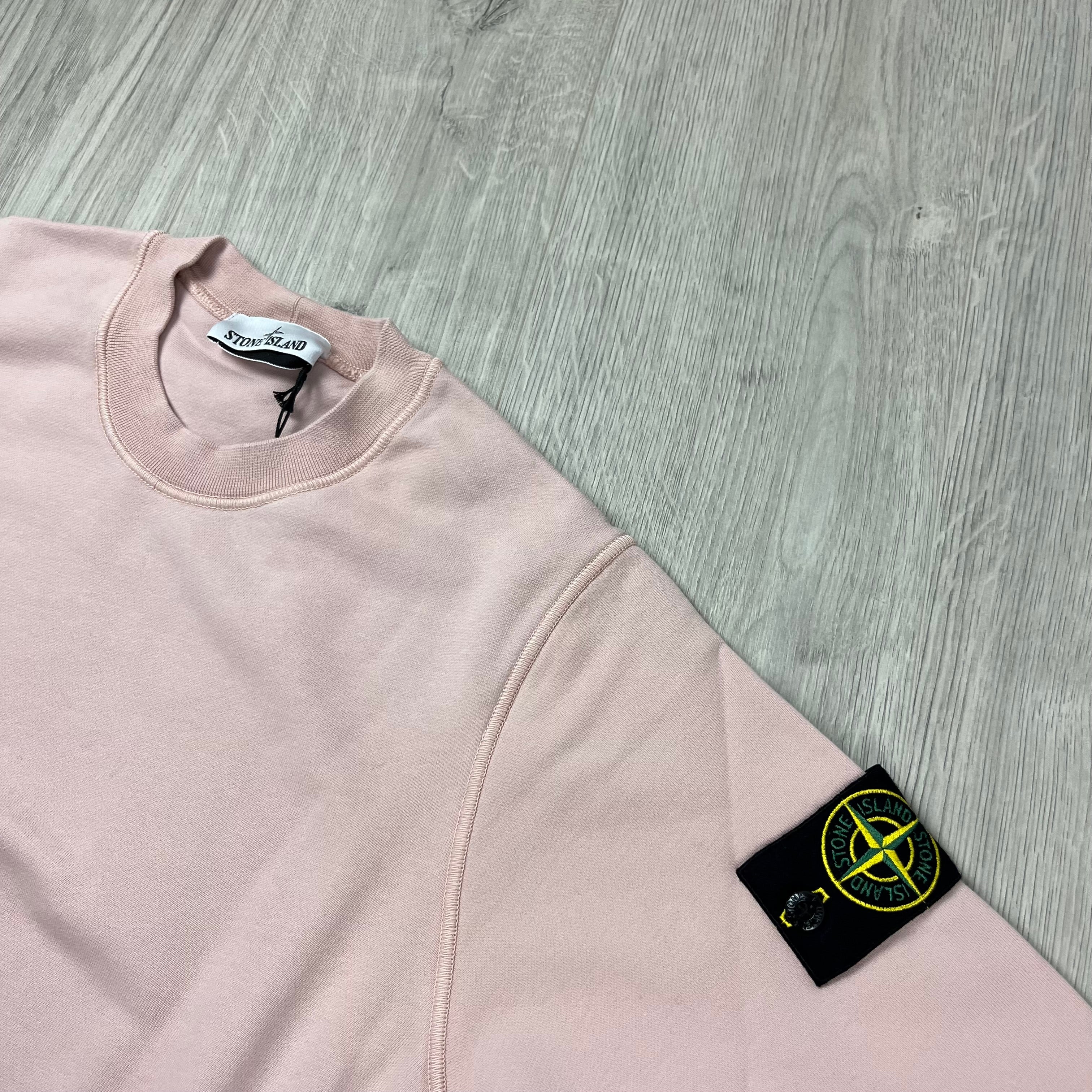 Stone Island Dyed Cotton Sweatshirt in Antique Rose. On sale at Open Attire.