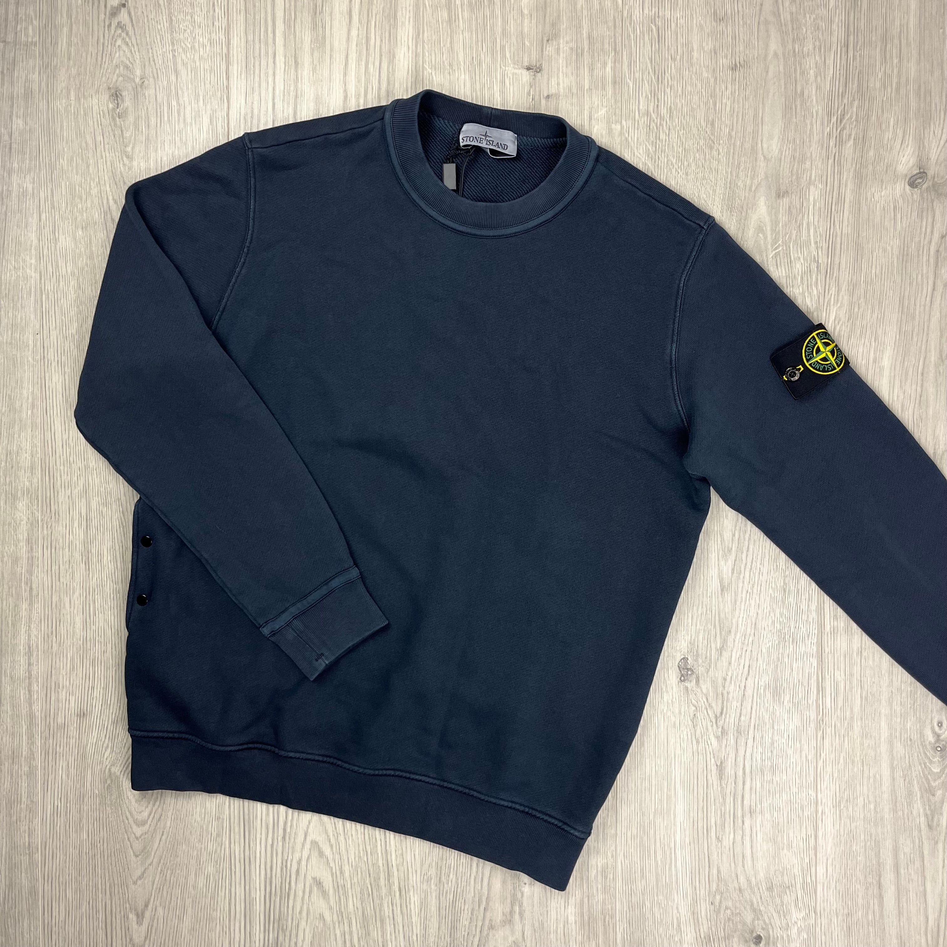 Stone Island 'OLD' Dye Sweatshirt in Navy Blue. On sale at Open Attire.