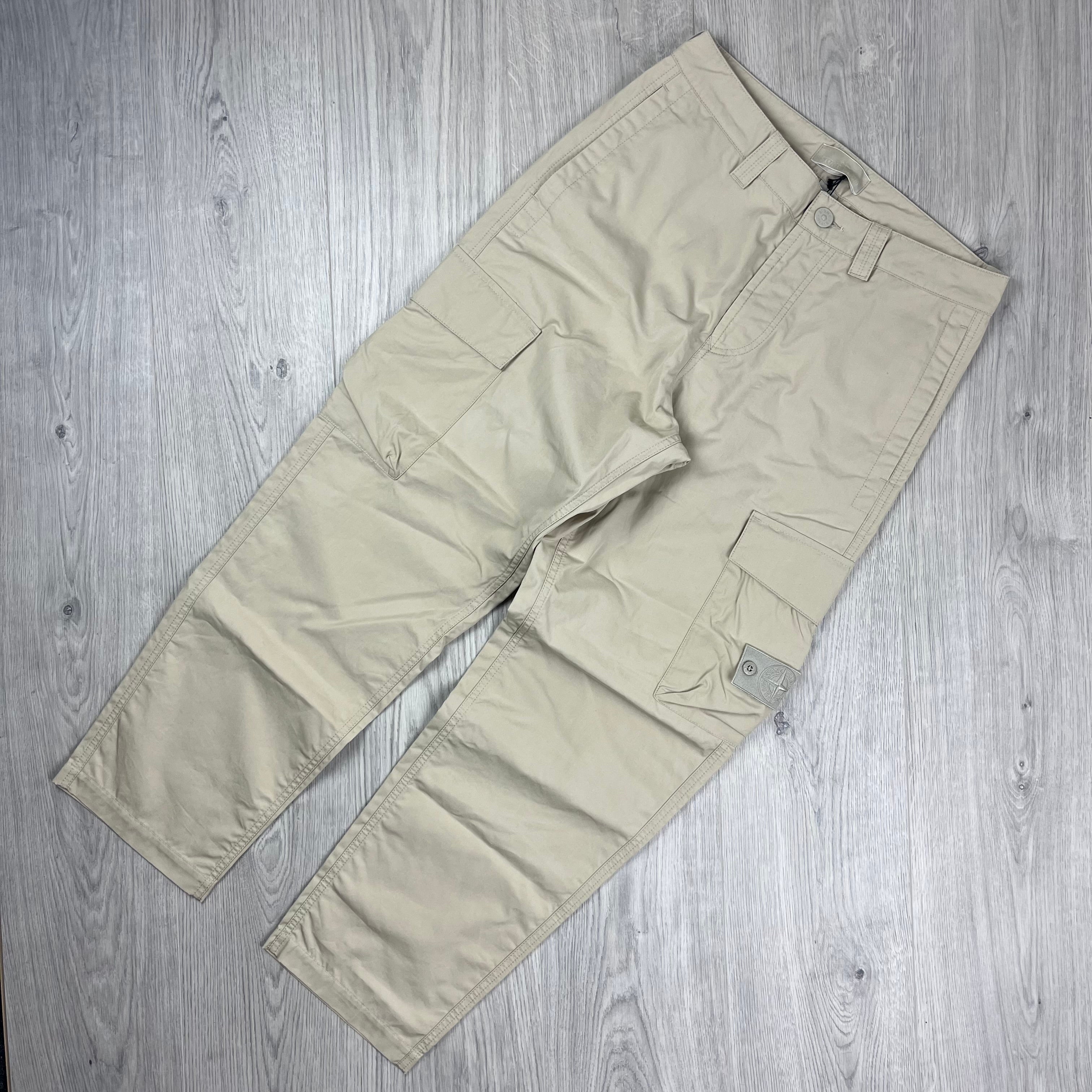 Stone Island Ghost Cargo Trousers in Beige. On sale at Open Attire.