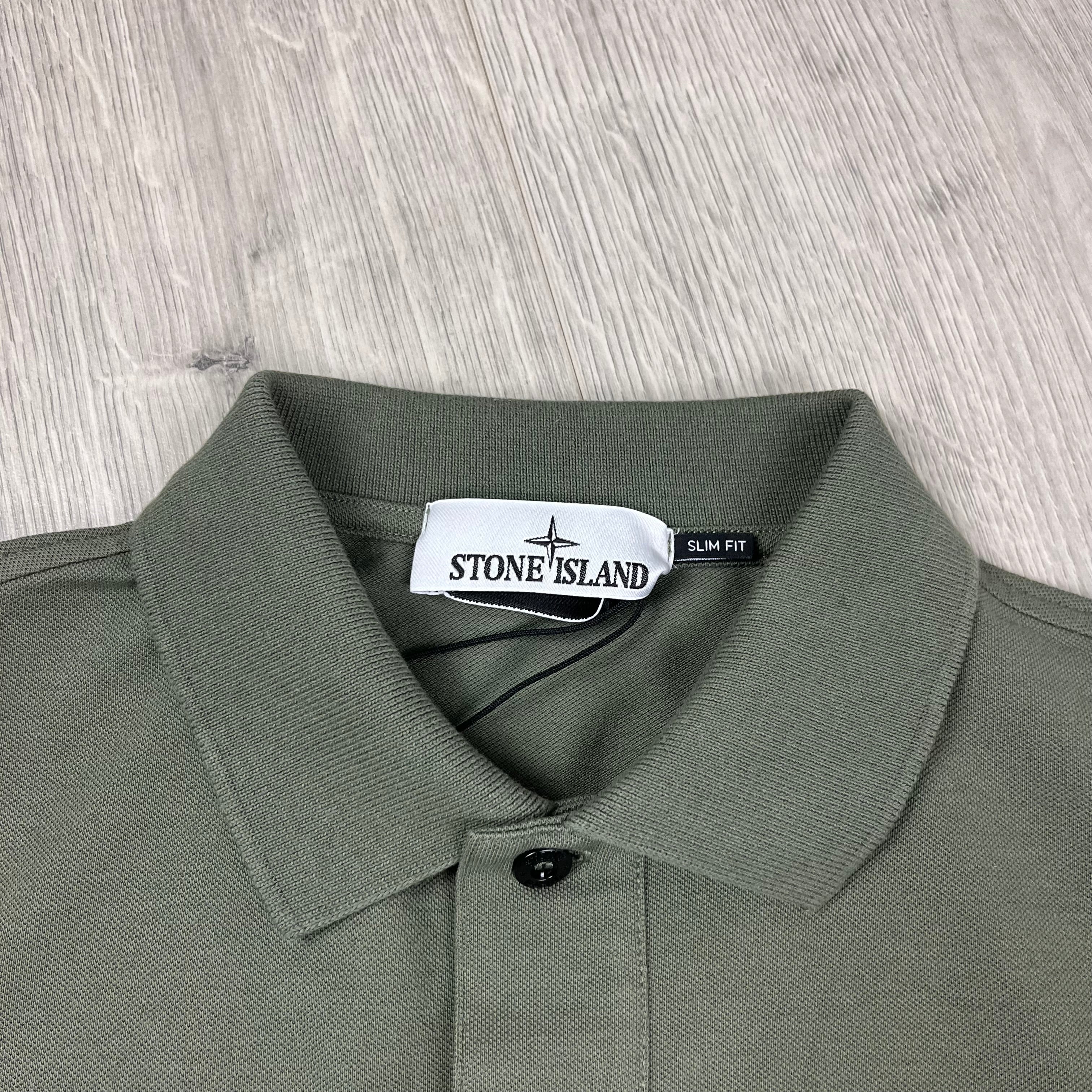 Stone Island Polo Shirt in Musk Green. On sale at Open Attire.