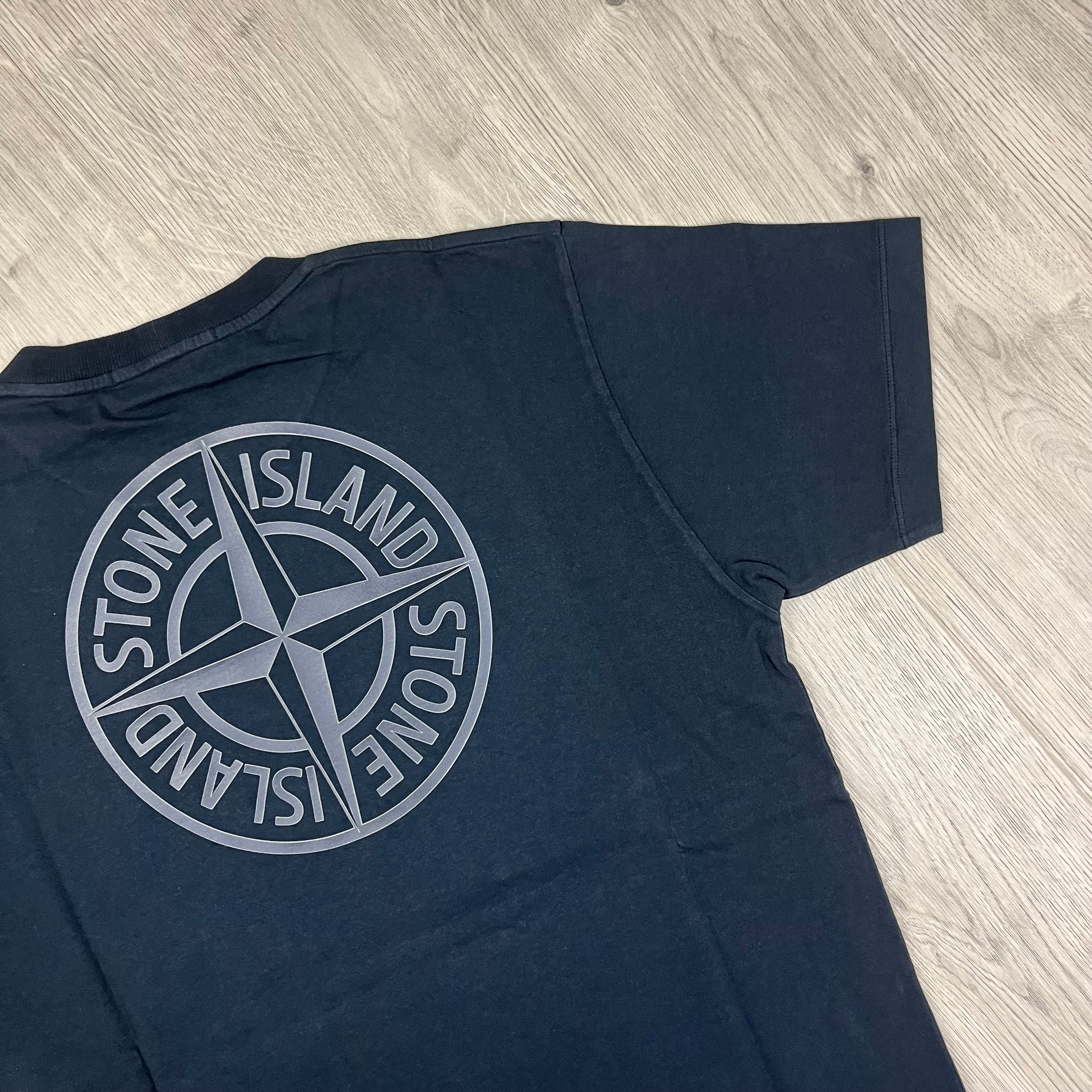 Stone Island 'Institutional Four' T-Shirt in Navy Blue. On sale at Open Attire.